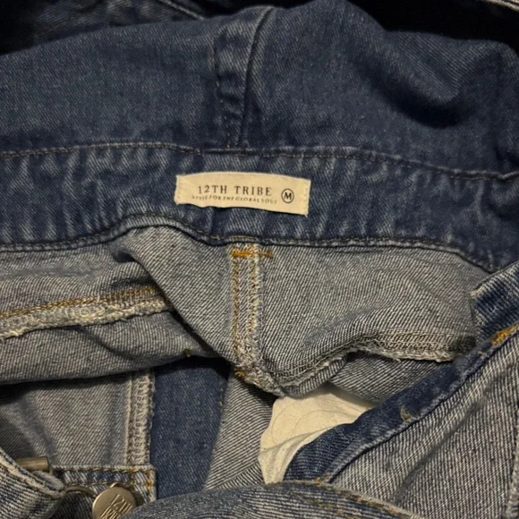 12th Tribe Light Blue Distressed Denim Overalls - Picture 4 of 5